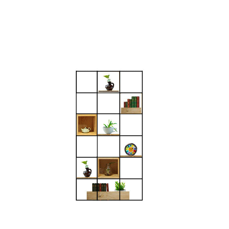 Modern Solid Wood Bookshelf Metal Etagere Bookshelf Open Back 9.8" W 35"L x 10"W x 71"H Clearhalo 'Bookcases' 'furn' 'furn_bookcases' 'Furniture' 'Office Furniture' 6028804