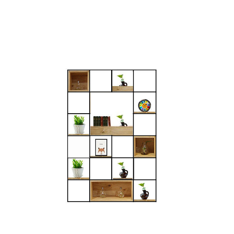 Modern Solid Wood Bookshelf Metal Etagere Bookshelf Open Back 9.8" W 47"L x 10"W x 71"H Clearhalo 'Bookcases' 'furn' 'furn_bookcases' 'Furniture' 'Office Furniture' 6028808