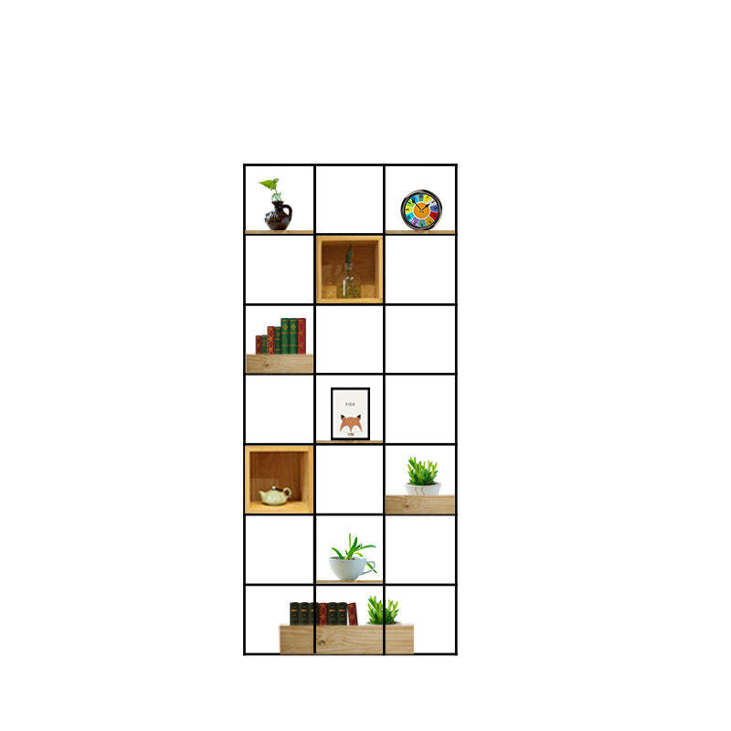 Modern Solid Wood Bookshelf Metal Etagere Bookshelf Open Back 9.8" W 39.4"L x 9.8"W x 78.7"H Clearhalo 'Bookcases' 'furn' 'furn_bookcases' 'Furniture' 'Office Furniture' 6028809