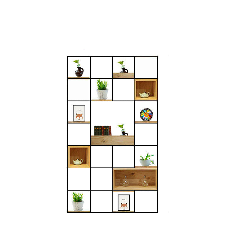 Modern Solid Wood Bookshelf Metal Etagere Bookshelf Open Back 9.8" W 47.2"L x 9.8"W x 78.7"H Clearhalo 'Bookcases' 'furn' 'furn_bookcases' 'Furniture' 'Office Furniture' 6028810