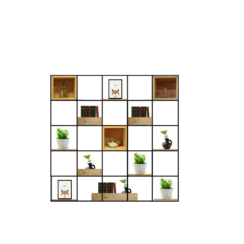 Modern Solid Wood Bookshelf Metal Etagere Bookshelf Open Back 9.8" W 59"L x 10"W x 59"H Clearhalo 'Bookcases' 'furn' 'furn_bookcases' 'Furniture' 'Office Furniture' 6028811
