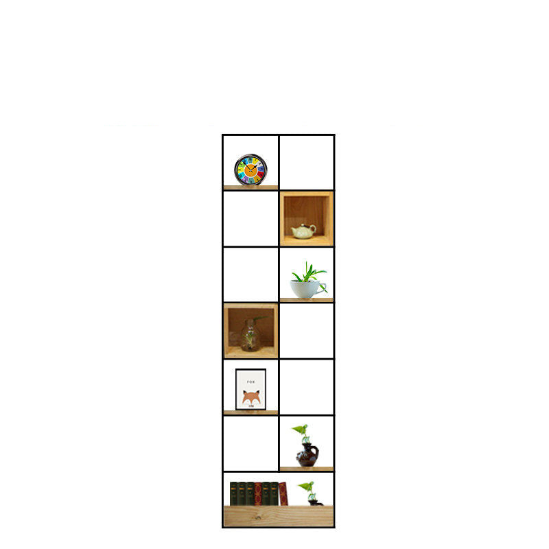 Modern Solid Wood Bookshelf Metal Etagere Bookshelf Open Back 9.8" W 23.6"L x 9.8"W x 78.7"H Clearhalo 'Bookcases' 'furn' 'furn_bookcases' 'Furniture' 'Office Furniture' 6028813