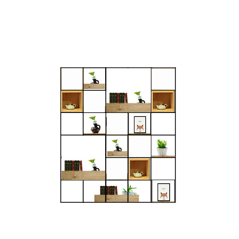 Modern Solid Wood Bookshelf Metal Etagere Bookshelf Open Back 9.8" W 59"L x 10"W x 71"H Clearhalo 'Bookcases' 'furn' 'furn_bookcases' 'Furniture' 'Office Furniture' 6028815