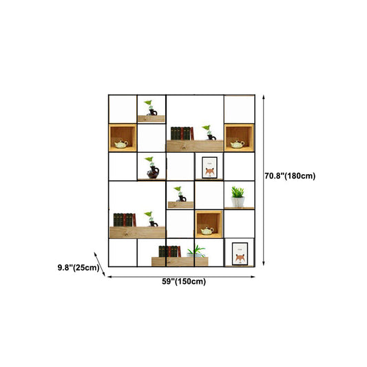 Modern Solid Wood Bookshelf Metal Etagere Bookshelf Open Back 9.8" W