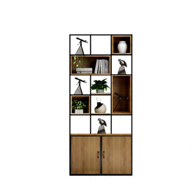 Modern Bookshelf Wood and Metal Multi Layer Shelf Etagere Bookcase for Living Room 47.2"L x 11.8"W x 82.7"H Clearhalo 'Bookcases' 'furn' 'furn_bookcases' 'Furniture' 'Office Furniture' 6028833