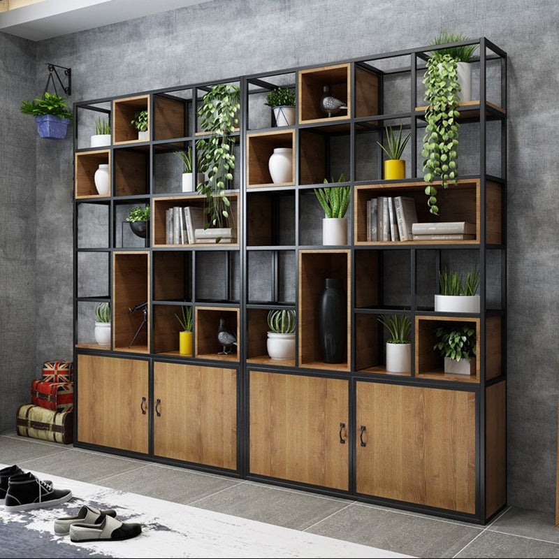 Modern Bookshelf Wood and Metal Multi Layer Shelf Etagere Bookcase for Living Room Clearhalo 'Bookcases' 'furn' 'furn_bookcases' 'Furniture' 'Office Furniture' 6028834