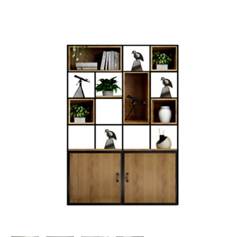 Modern Bookshelf Wood and Metal Multi Layer Shelf Etagere Bookcase for Living Room 23.6"L x 11.8"W x 70.9"H Clearhalo 'Bookcases' 'furn' 'furn_bookcases' 'Furniture' 'Office Furniture' 6028837