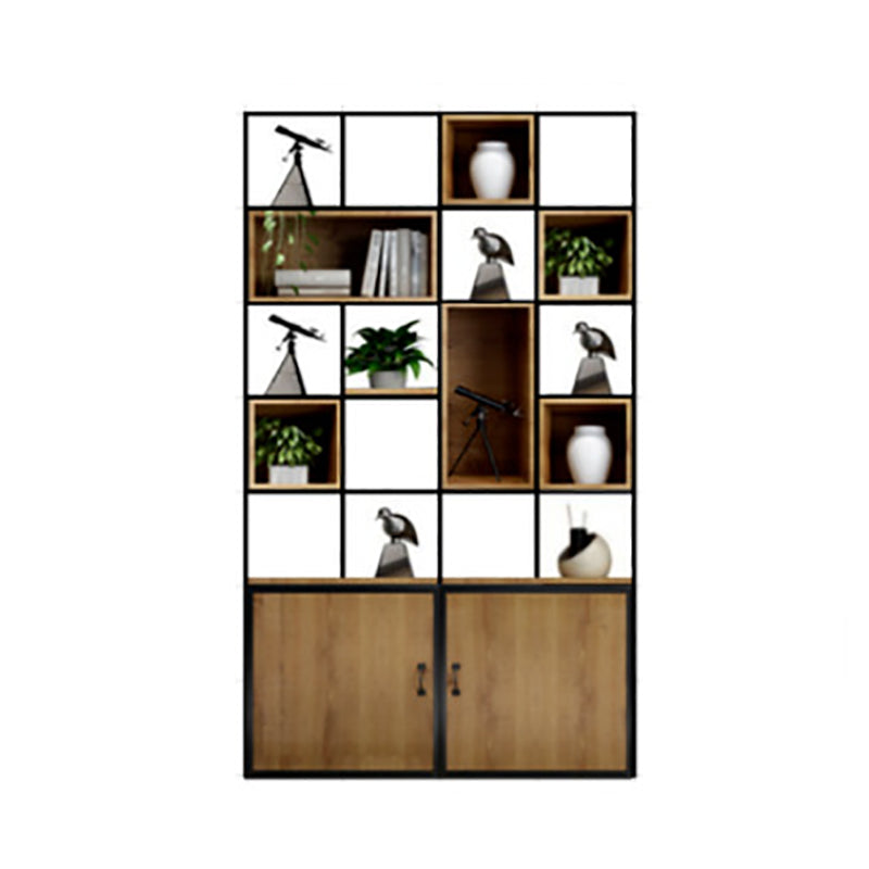 Modern Bookshelf Wood and Metal Multi Layer Shelf Etagere Bookcase for Living Room 35.4"L x 11.8"W x 70.9"H Clearhalo 'Bookcases' 'furn' 'furn_bookcases' 'Furniture' 'Office Furniture' 6028839