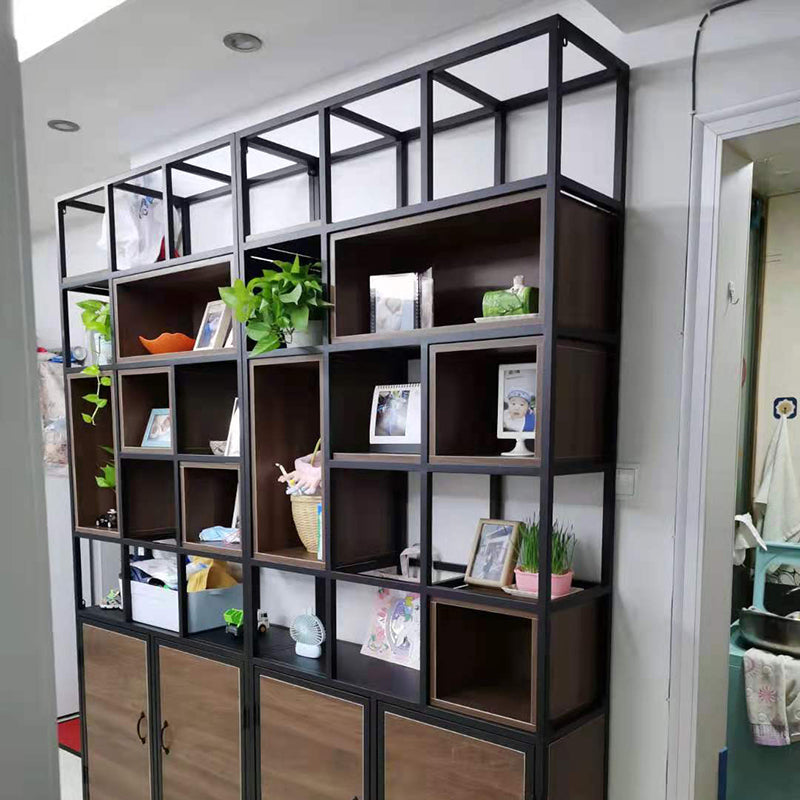 Modern Bookshelf Wood and Metal Multi Layer Shelf Etagere Bookcase for Living Room Clearhalo 'Bookcases' 'furn' 'furn_bookcases' 'Furniture' 'Office Furniture' 6028842
