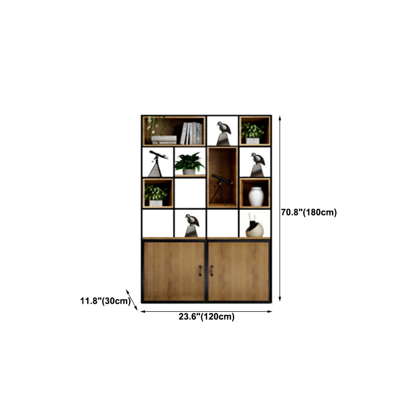 Modern Bookshelf Wood and Metal Multi Layer Shelf Etagere Bookcase for Living Room Clearhalo 'Bookcases' 'furn' 'furn_bookcases' 'Furniture' 'Office Furniture' 6028848