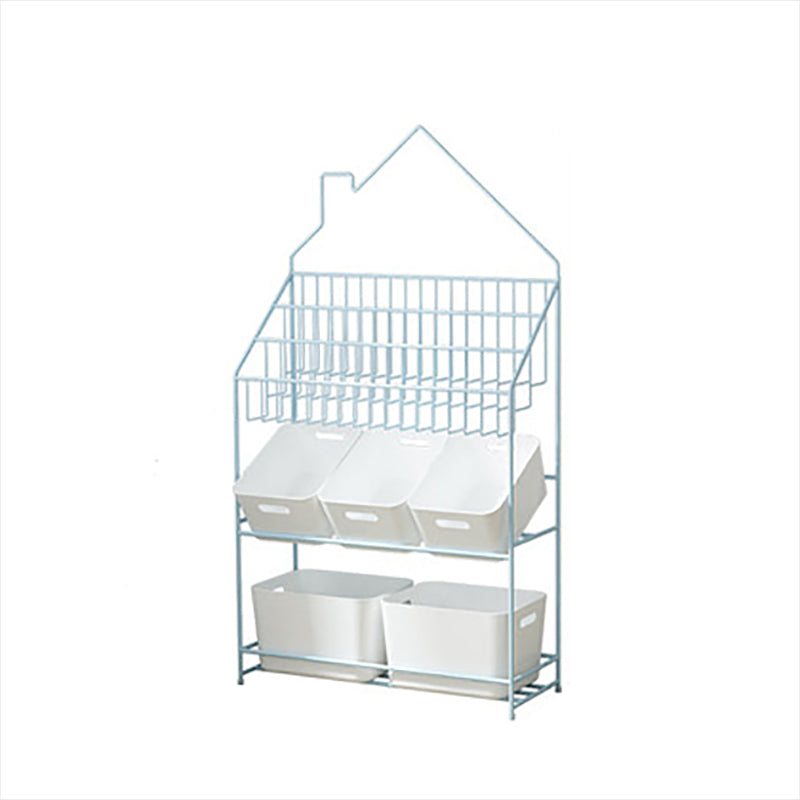 Modern Metal Bookshelf Etagere Open Shelf Bookcase in Black/White/Blue/Green/Pink