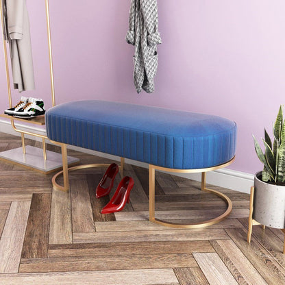 15" W Glam Seating Bench Upholstered Cushioned Entryway Bench Blue Clearhalo 'Benches' 'Chairs & Seating' 'furn' 'furn_benches' 'Furniture' 'Living Room Furniture' 6028898