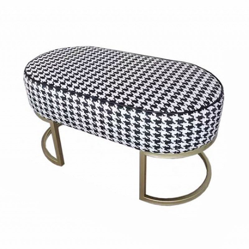 15" W Glam Seating Bench Upholstered Cushioned Entryway Bench Houndstooth pattern Clearhalo 'Benches' 'Chairs & Seating' 'furn' 'furn_benches' 'Furniture' 'Living Room Furniture' 6028900