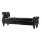 Upholstered Rectangle Entryway Bench Cushioned Seating Bench with Legs 66.9"L x 17.7"W x 28"H Black Clearhalo 'Benches' 'Chairs & Seating' 'furn' 'furn_benches' 'Furniture' 'Living Room Furniture' 6028934