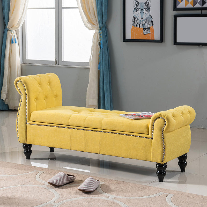 Upholstered Rectangle Entryway Bench Cushioned Seating Bench with Legs Yellow Clearhalo 'Benches' 'Chairs & Seating' 'furn' 'furn_benches' 'Furniture' 'Living Room Furniture' 6028938