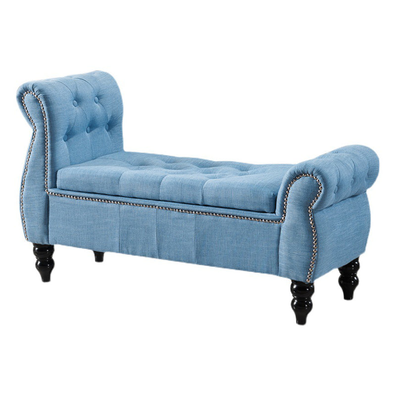 Upholstered Rectangle Entryway Bench Cushioned Seating Bench with Legs Blue Clearhalo 'Benches' 'Chairs & Seating' 'furn' 'furn_benches' 'Furniture' 'Living Room Furniture' 6028939