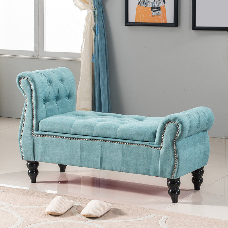 Upholstered Rectangle Entryway Bench Cushioned Seating Bench with Legs Light Blue Clearhalo 'Benches' 'Chairs & Seating' 'furn' 'furn_benches' 'Furniture' 'Living Room Furniture' 6028941