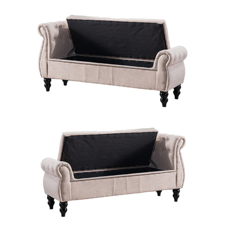 Upholstered Rectangle Entryway Bench Cushioned Seating Bench with Legs Clearhalo 'Benches' 'Chairs & Seating' 'furn' 'furn_benches' 'Furniture' 'Living Room Furniture' 6028942
