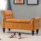 Upholstered Rectangle Entryway Bench Cushioned Seating Bench with Legs 55.1"L x 17.7"W x 28"H Orange Clearhalo 'Benches' 'Chairs & Seating' 'furn' 'furn_benches' 'Furniture' 'Living Room Furniture' 6028945