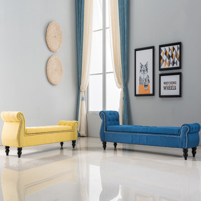 Upholstered Rectangle Entryway Bench Cushioned Seating Bench with Legs Clearhalo 'Benches' 'Chairs & Seating' 'furn' 'furn_benches' 'Furniture' 'Living Room Furniture' 6028952