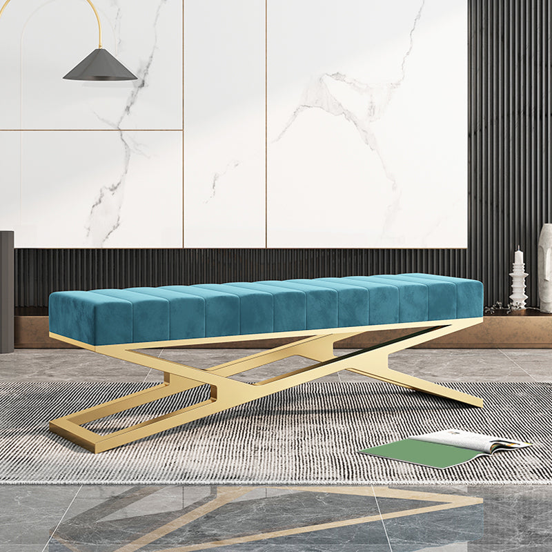 Glam Solid Color Seating Bench Upholstered Entryway and Bedroom Bench with Cushioned Blue Clearhalo 'Benches' 'Chairs & Seating' 'furn' 'furn_benches' 'Furniture' 'Living Room Furniture' 6028961