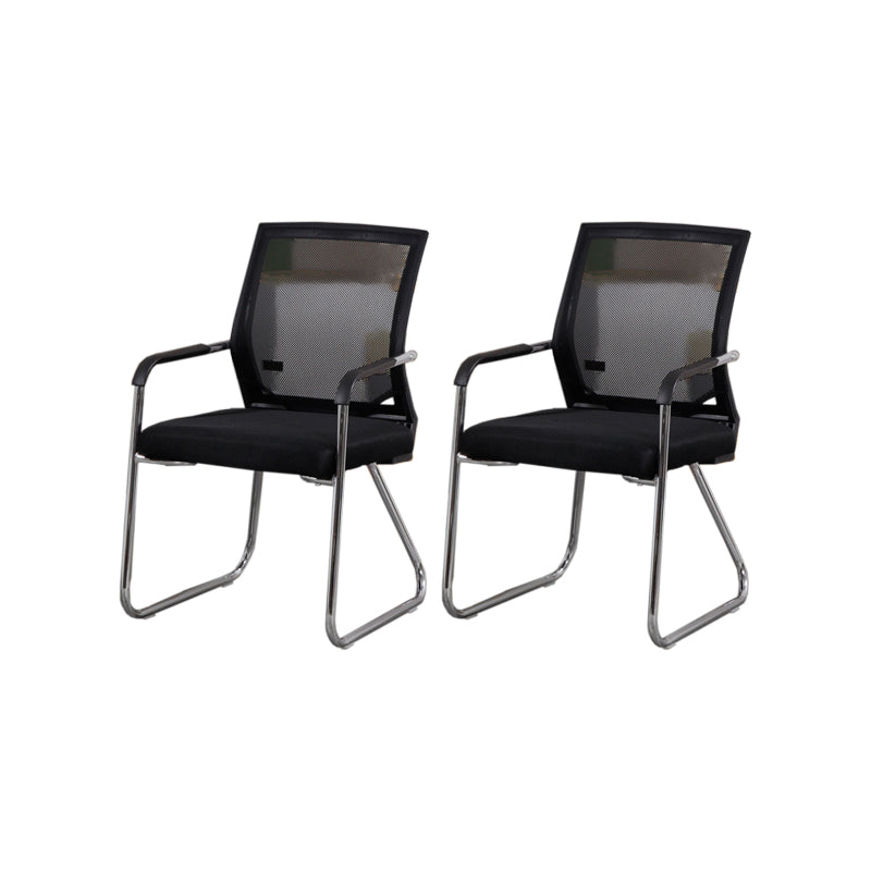 CorLiving Workspace Modern Office Chair Black Mid-Back Mesh Desk Chair 2 Piece Set Black Clearhalo 'furn' 'furn_office_chair' 'Furniture' 'Office Chairs' 'Office Furniture' 'office_chair' 6031600