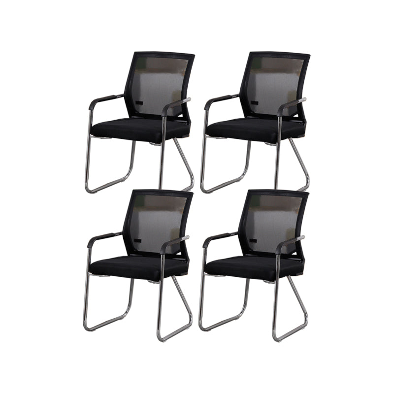 CorLiving Workspace Modern Office Chair Black Mid-Back Mesh Desk Chair 4 Piece Set Black Clearhalo 'furn' 'furn_office_chair' 'Furniture' 'Office Chairs' 'Office Furniture' 'office_chair' 6031602
