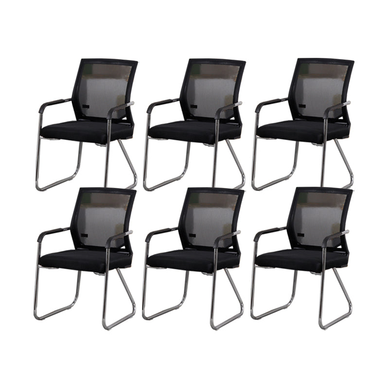 CorLiving Workspace Modern Office Chair Black Mid-Back Mesh Desk Chair 6 Piece Set Black Clearhalo 'furn' 'furn_office_chair' 'Furniture' 'Office Chairs' 'Office Furniture' 'office_chair' 6031603