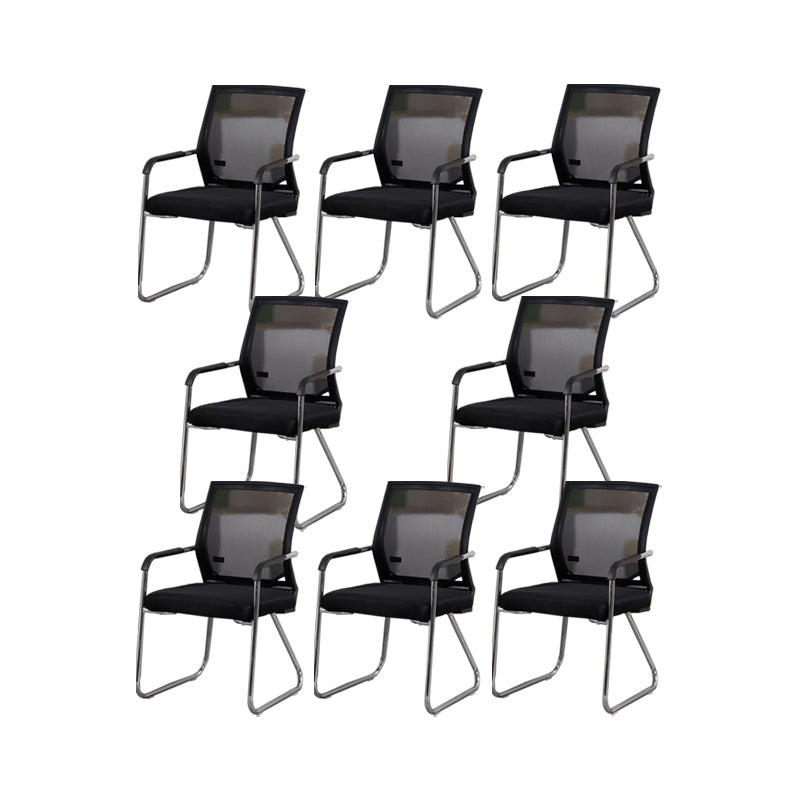 CorLiving Workspace Modern Office Chair Black Mid-Back Mesh Desk Chair 8 Piece Set Black Clearhalo 'furn' 'furn_office_chair' 'Furniture' 'Office Chairs' 'Office Furniture' 'office_chair' 6031605