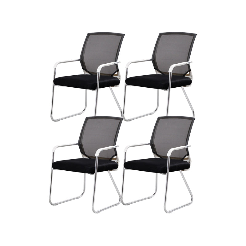 CorLiving Workspace Modern Office Chair Black Mid-Back Mesh Desk Chair 4 Piece Set White Clearhalo 'furn' 'furn_office_chair' 'Furniture' 'Office Chairs' 'Office Furniture' 'office_chair' 6031609