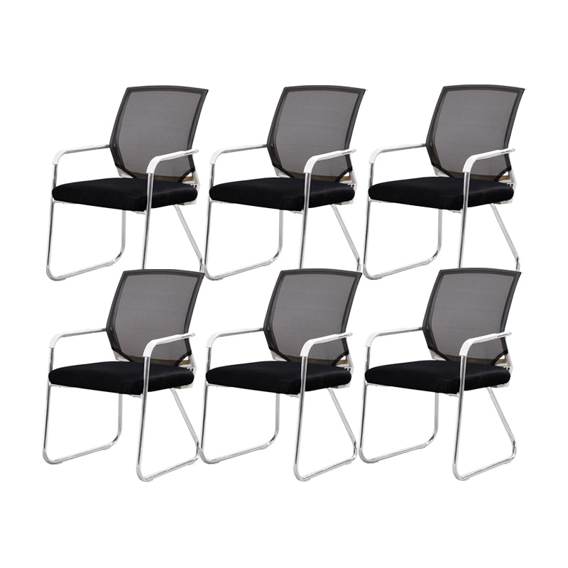 CorLiving Workspace Modern Office Chair Black Mid-Back Mesh Desk Chair 6 Piece Set White Clearhalo 'furn' 'furn_office_chair' 'Furniture' 'Office Chairs' 'Office Furniture' 'office_chair' 6031612