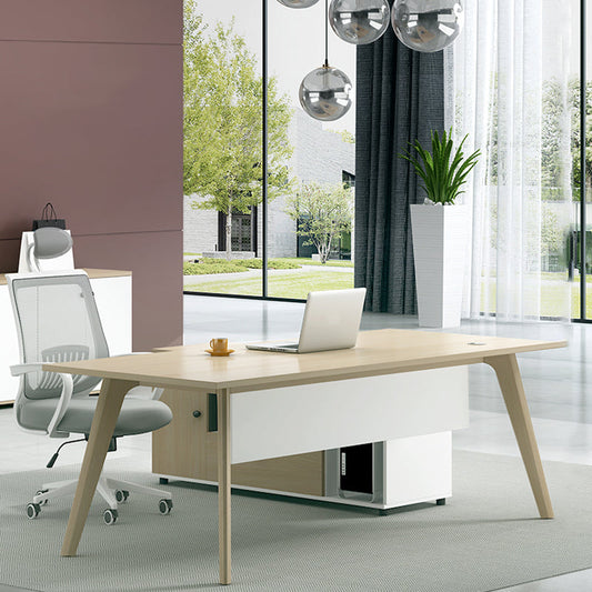 Contemporary Wooden Drawer Office Desk Natural Rectangular Office Desk Clearhalo 'furn' 'furn_office_desk' 'Furniture' 'Office Desks' 'Office Furniture' 'office_desk' 6031620