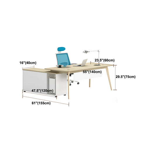 Contemporary Wooden Drawer Office Desk Natural Rectangular Office Desk Clearhalo 'furn' 'furn_office_desk' 'Furniture' 'Office Desks' 'Office Furniture' 'office_desk' 6031631