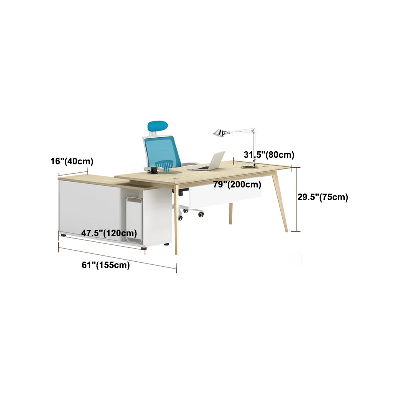 Contemporary Wooden Drawer Office Desk Natural Rectangular Office Desk Clearhalo 'furn' 'furn_office_desk' 'Furniture' 'Office Desks' 'Office Furniture' 'office_desk' 6031633