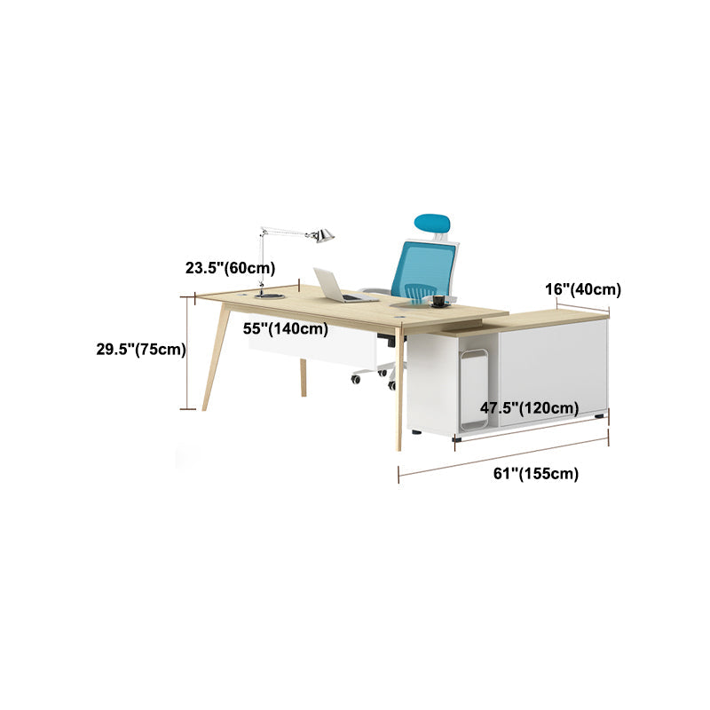 Contemporary Wooden Drawer Office Desk Natural Rectangular Office Desk Clearhalo 'furn' 'furn_office_desk' 'Furniture' 'Office Desks' 'Office Furniture' 'office_desk' 6031636