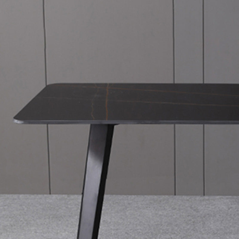 Black Rectangular Office Desk with Black Metal Base Modern Desk Clearhalo 'furn' 'furn_office_desk' 'Furniture' 'Office Desks' 'Office Furniture' 'office_desk' 6031644