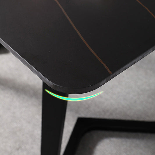 Scrivania rettangolare nera con base in metallo nero scrivania moderna