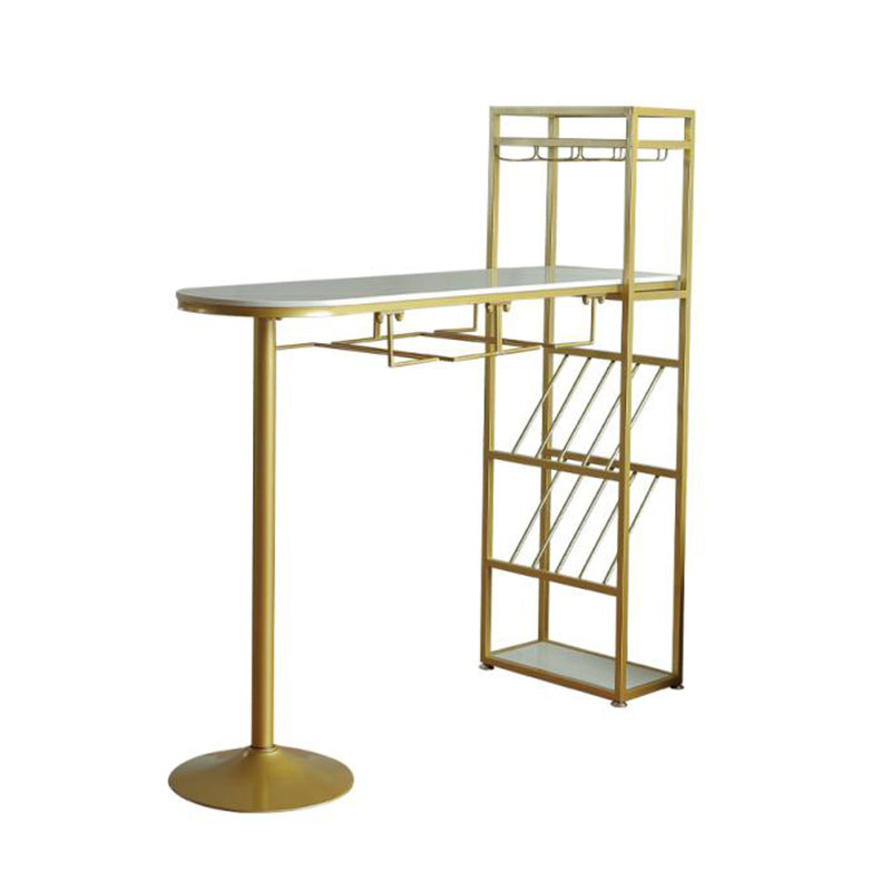 Specialty Pub Table Glam Bar Height 41-inch Bar Table with Wine Rack White-Gold Without Chairs Clearhalo 'Bar Furniture' 'Bar Tables' 'bar_tables' 'furn' 'furn_bar_tables' 'Furniture' 'Kitchen & Dining Furniture' 6031796
