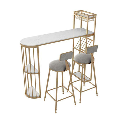 Specialty Pub Table Bar Height Glam Bar Table with Wine Rack