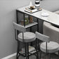 Sintered Stone Bar Height Table White Top Specialty Bistro Table with Shelves