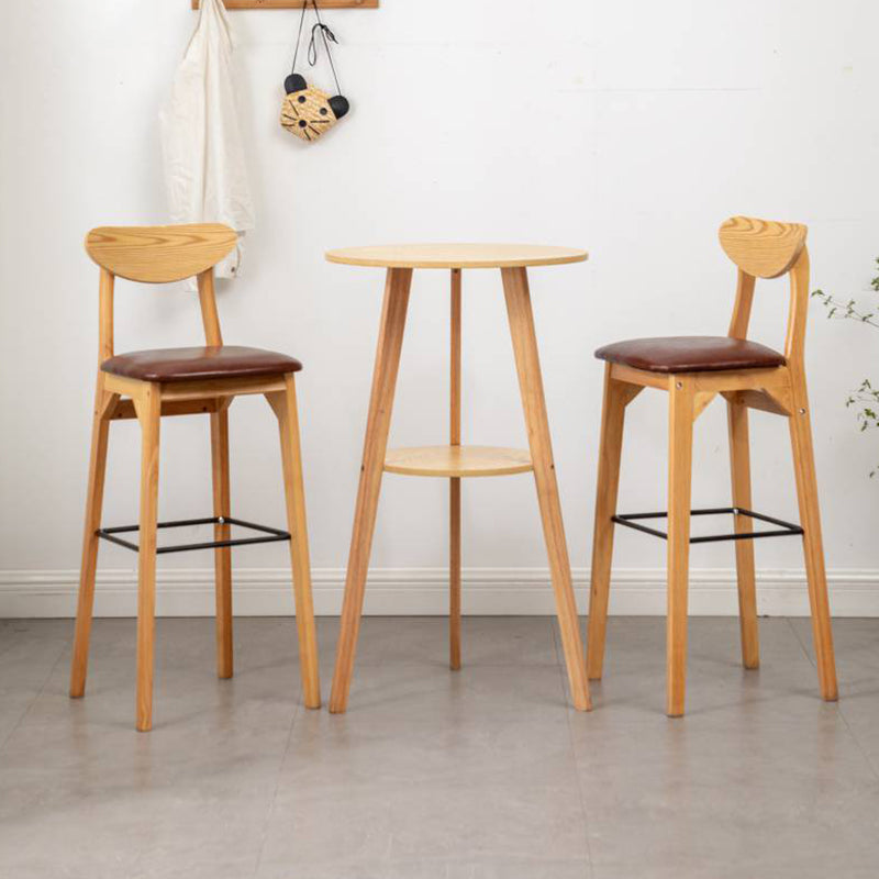 Solid Wood Pub Table Industrial Bar Height Round Bar Table for Indoor