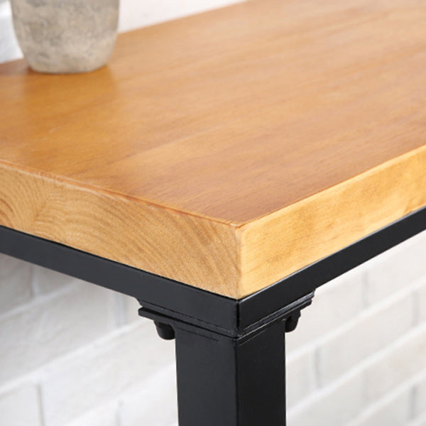 Tavolo da bistrot in legno massiccio rettangolare tavolo da pub in altezza naturale con poggiapiedi