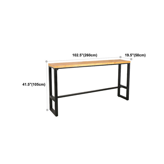 Rectangle Solid Wood Bistro Table Natural Bar Height Pub Table with Footrest