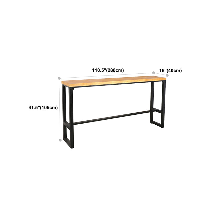 Tavolo da bistrot in legno massiccio rettangolare tavolo da pub in altezza naturale con poggiapiedi