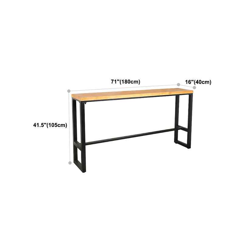 Tavolo da bistrot in legno massiccio rettangolare tavolo da pub in altezza naturale con poggiapiedi