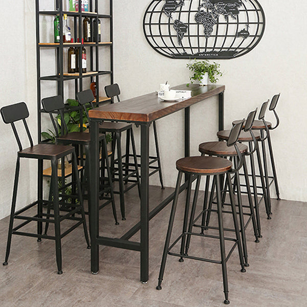 Industrial Brown Pub Table Rectangle Solid Wood Bar Height Table with Trestle Base Clearhalo 'Bar Furniture' 'Bar Tables' 'bar_tables' 'furn' 'furn_bar_tables' 'Furniture' 'Kitchen & Dining Furniture' 6032021