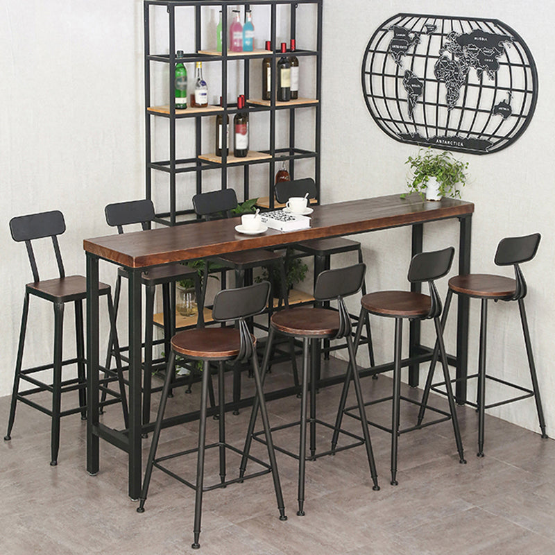 Industrial Brown Pub Table Rectangle Solid Wood Bar Height Table with Trestle Base Clearhalo 'Bar Furniture' 'Bar Tables' 'bar_tables' 'furn' 'furn_bar_tables' 'Furniture' 'Kitchen & Dining Furniture' 6032022