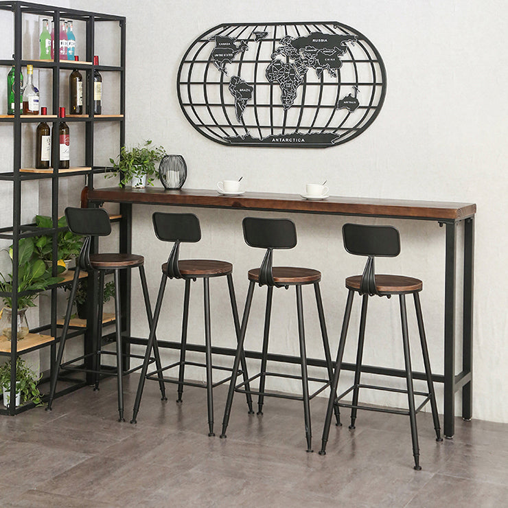 Industrial Brown Pub Table Rectangle Solid Wood Bar Height Table with Trestle Base Clearhalo 'Bar Furniture' 'Bar Tables' 'bar_tables' 'furn' 'furn_bar_tables' 'Furniture' 'Kitchen & Dining Furniture' 6032023