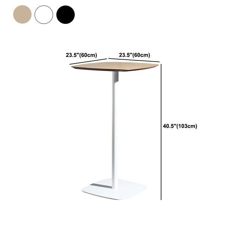 Contemporary Square Pedestal Bar Table Wood Top Bar Table for Cafe And Breakroom