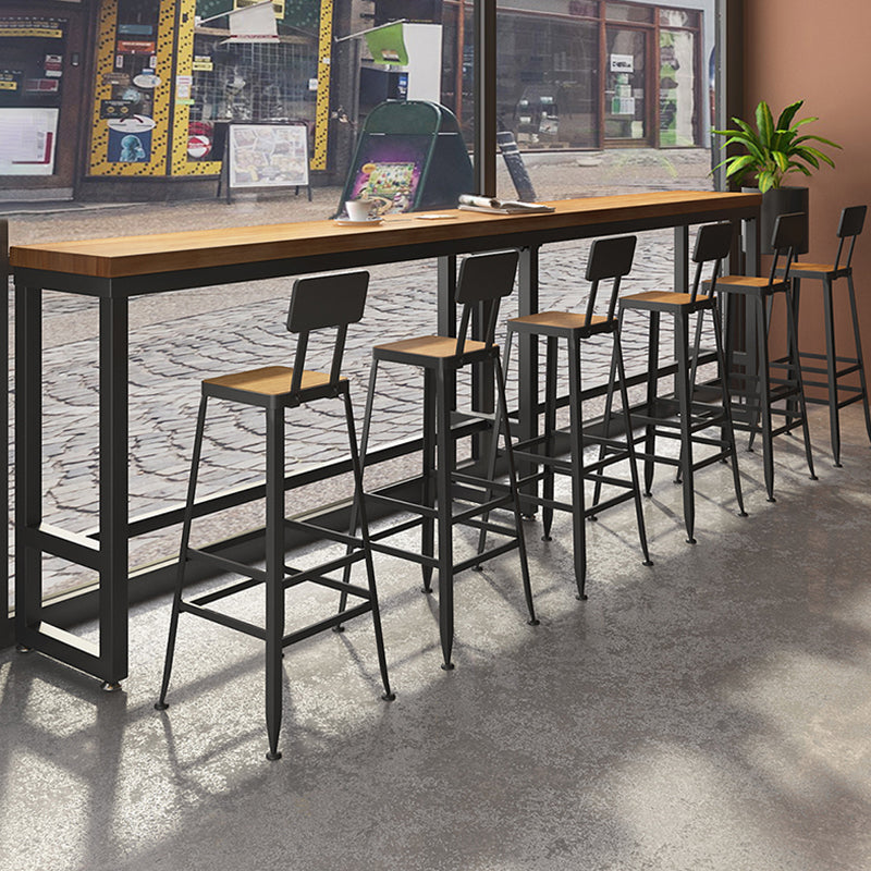 Industrial Style Pub Table Bar Height Solid Wood Rectangle Bar Table for Indoor 118.1"L x 15.7"W x 41.3"H Without Chairs Clearhalo 'Bar Furniture' 'Bar Tables' 'bar_tables' 'furn' 'furn_bar_tables' 'Furniture' 'Kitchen & Dining Furniture' 6032115